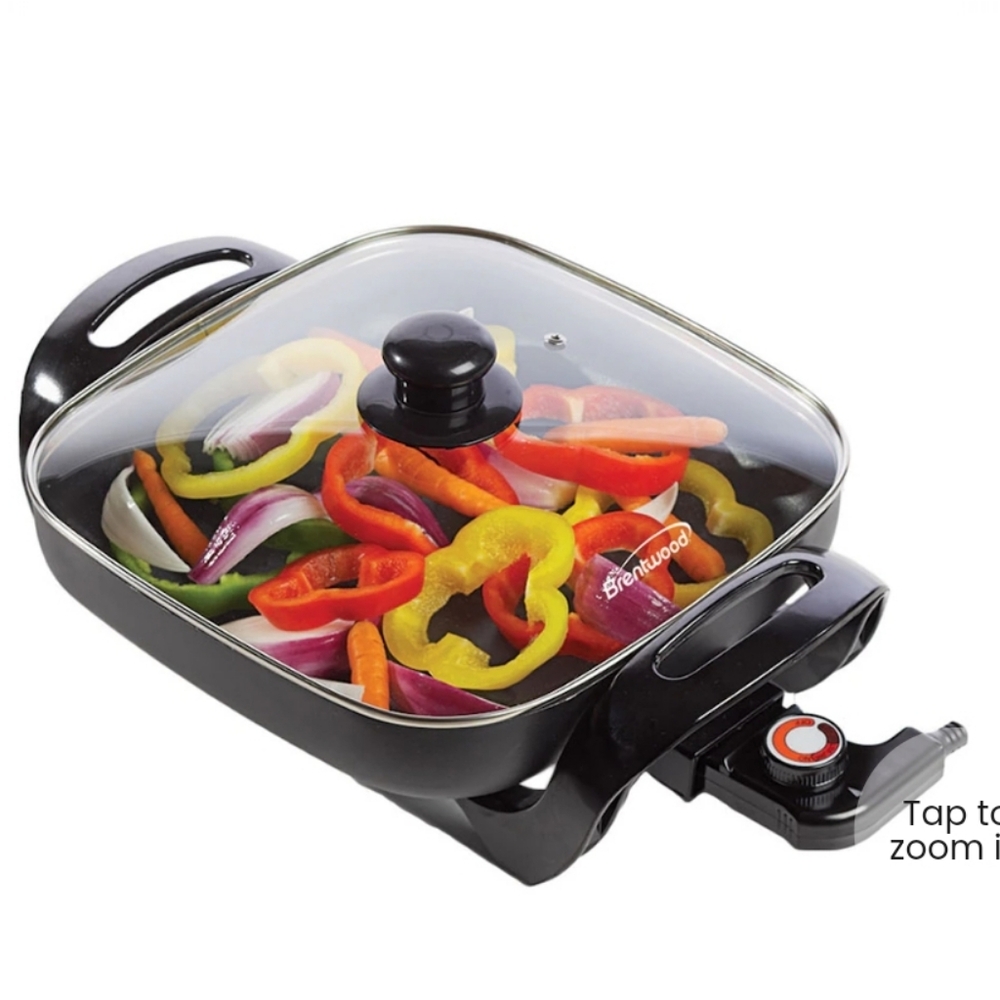 Brentwood Electric Skillet with Glass Lid 12" Non-stick